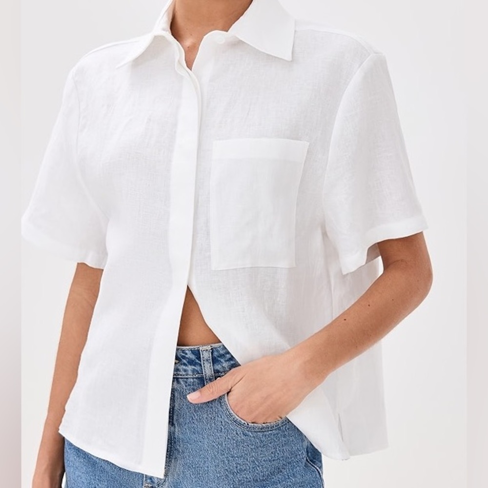 Reformation oversized Liam Linen Shirt in white size Medium